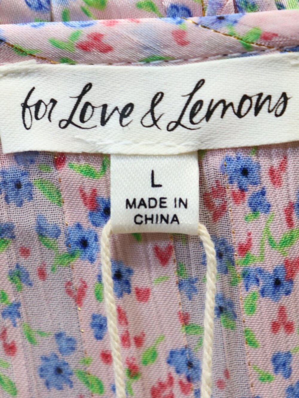 For Love & Lemons Phoebe Floral Mini Dress L Pink Cut Out Puff Sleeve NWT - Picture 3 of 16